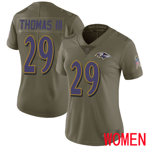 Baltimore Ravens Limited Olive Women Earl Thomas III Jersey NFL Football #29 2017 Salute to Service->baltimore ravens->NFL Jersey